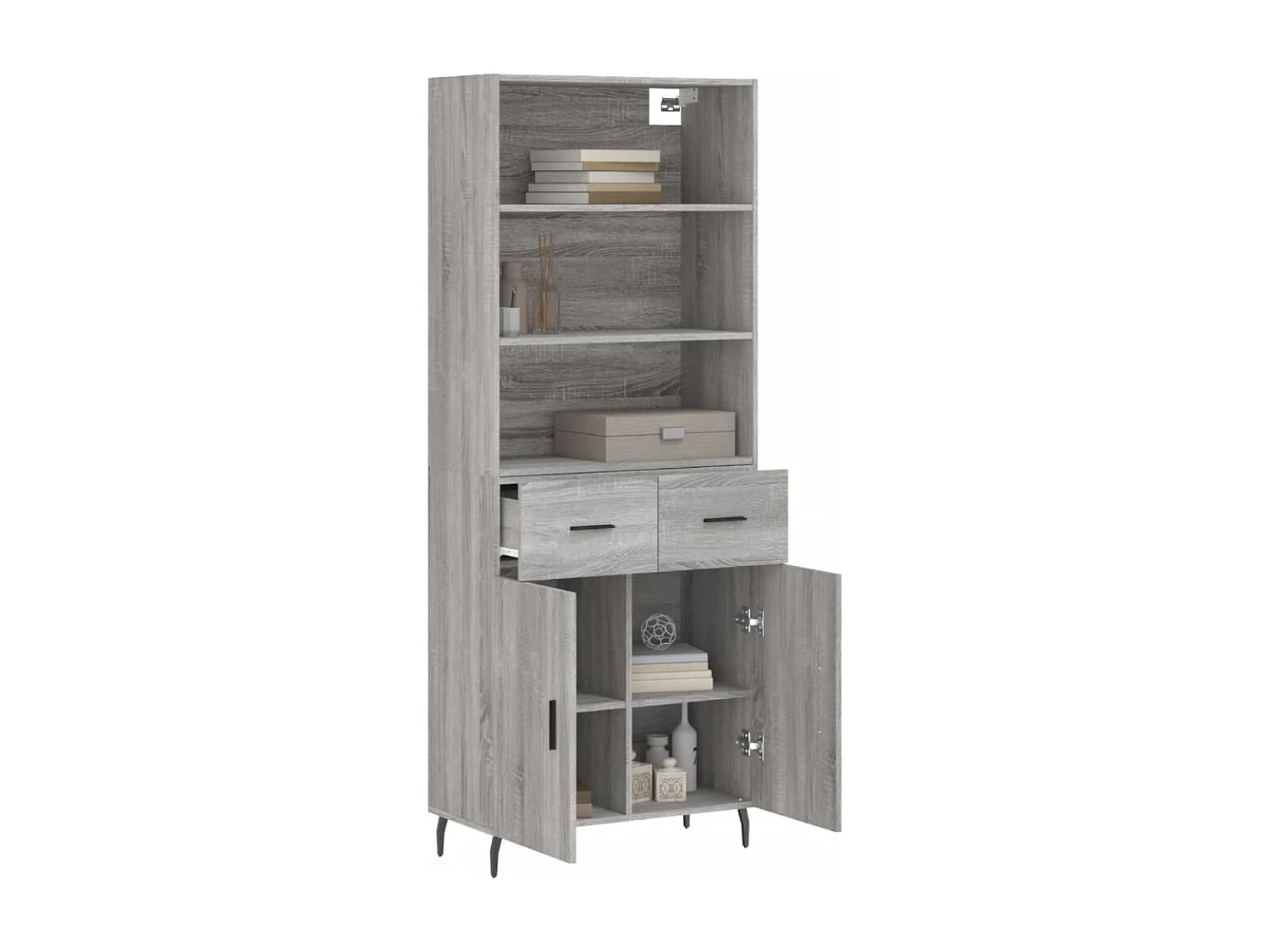 Buffet haut Sonoma gris 69,5x34x180 cm Bois d'ingénierie