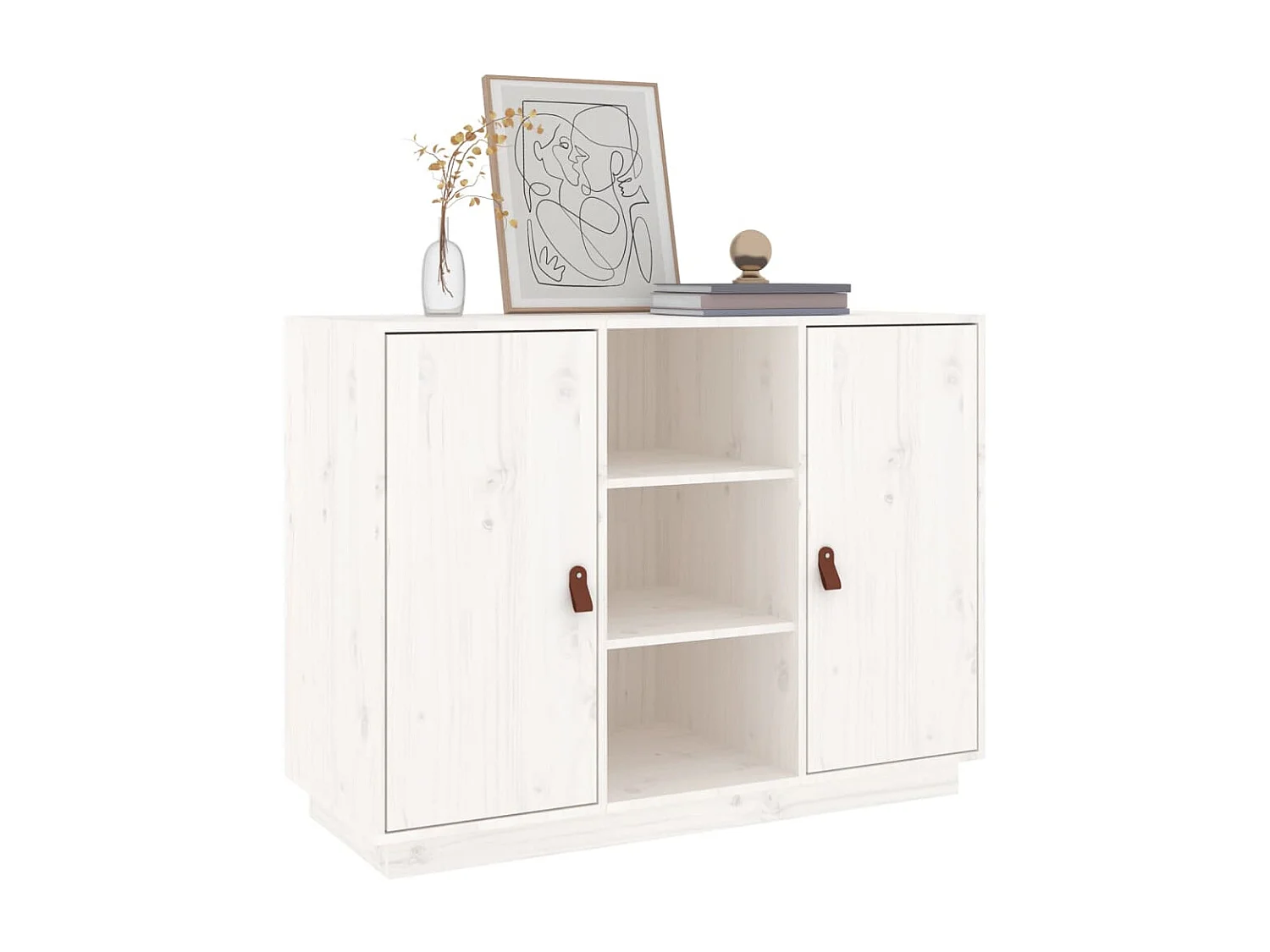 Buffet Blanc 100x40x75 cm Bois massif de pin