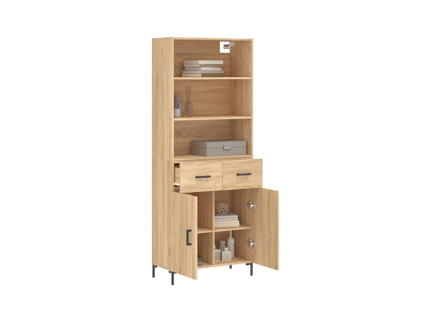 Aparador alto roble Sonoma 69,5x34x180 cm Madera de ingeniería