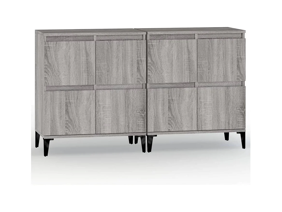 Credenze 2 pezzi grigio sonoma 60x35x70 cm in legno ingegnerizzato