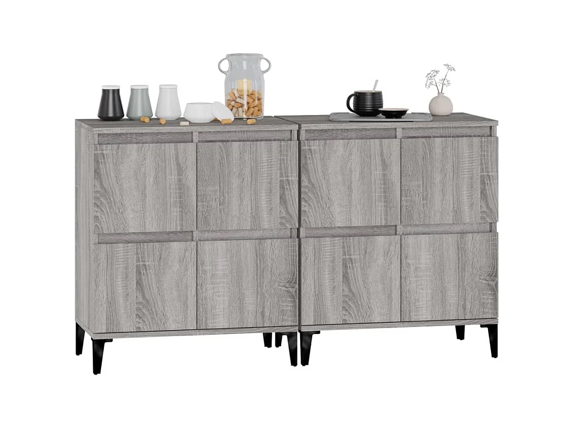 Credenze 2 pezzi grigio sonoma 60x35x70 cm in legno ingegnerizzato