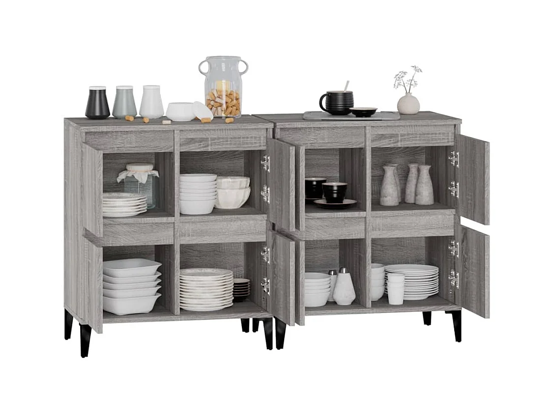 Credenze 2 pezzi grigio sonoma 60x35x70 cm in legno ingegnerizzato