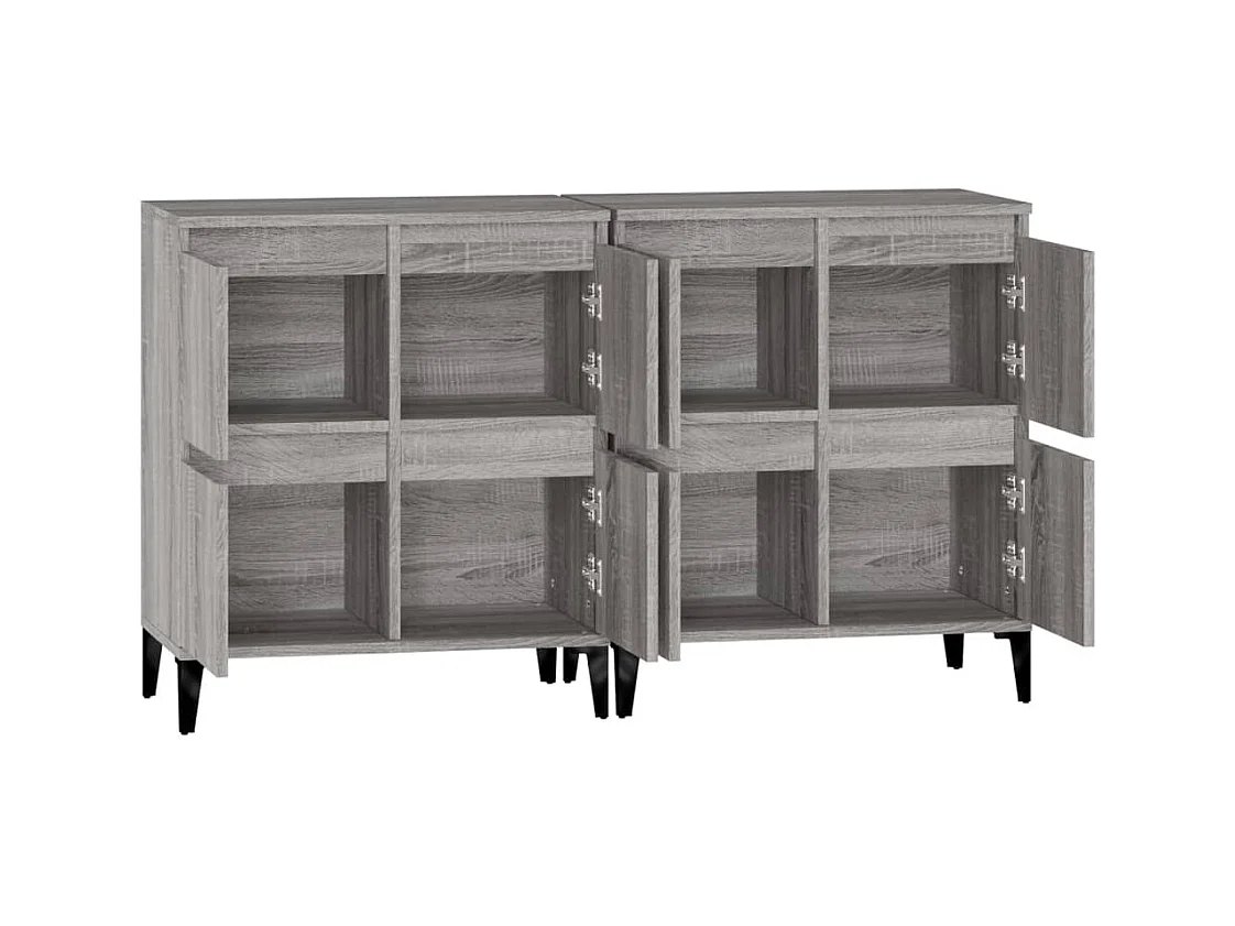 Credenze 2 pezzi grigio sonoma 60x35x70 cm in legno ingegnerizzato