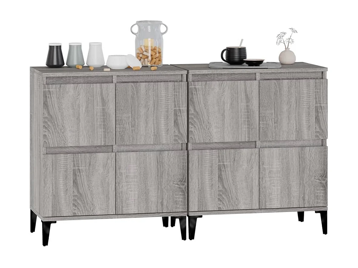 Buffets 2 pcs sonoma gris 60x35x70 cm bois d'ingénierie