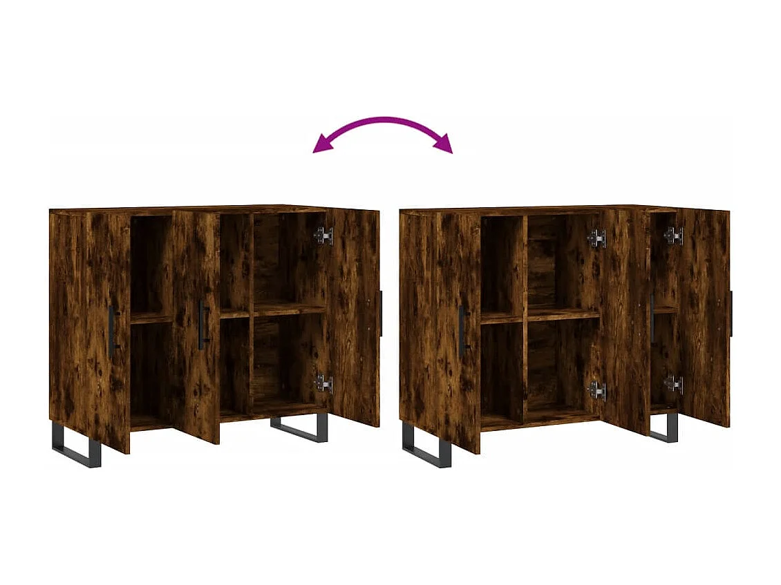 Aparador de roble ahumado 90x34x80 cm madera de ingeniería