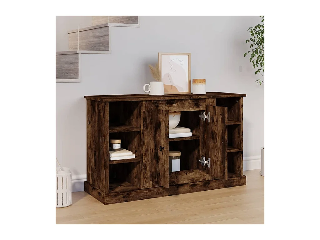 Credenza in rovere affumicato 100x35,5x60 cm in legno ingegnerizzato