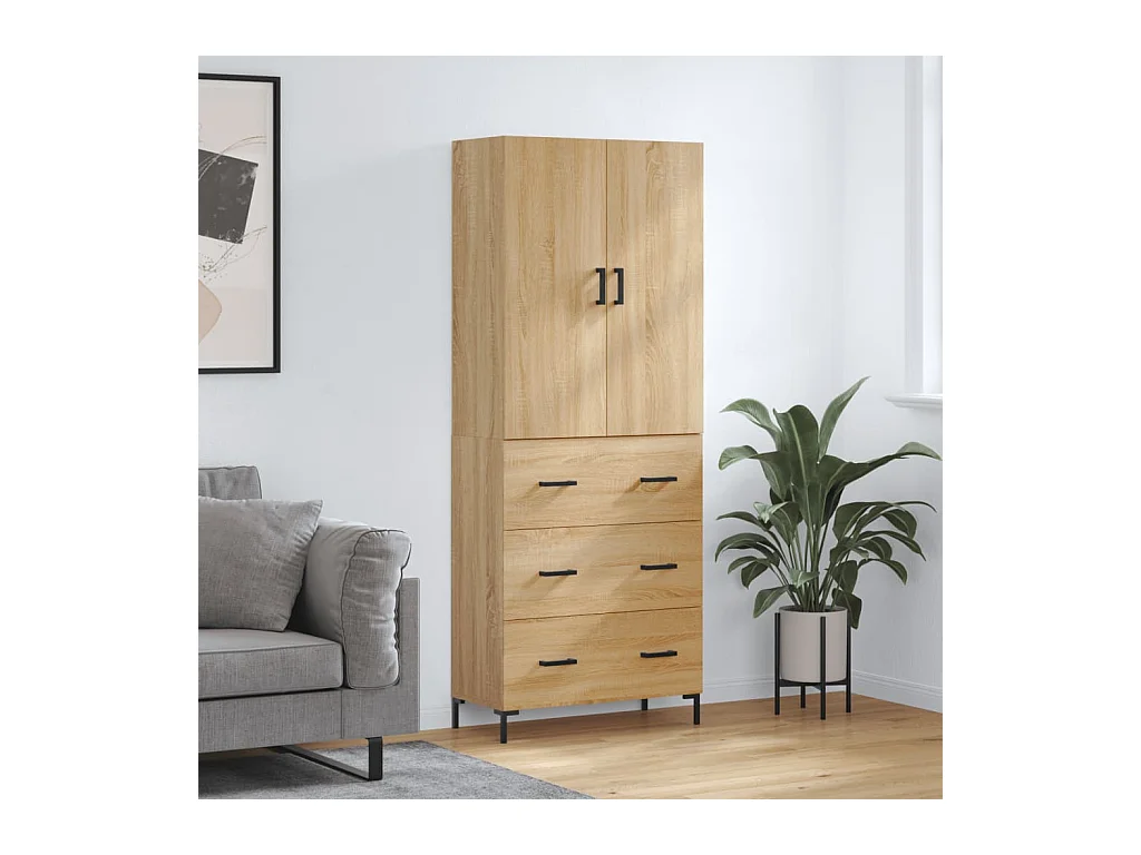 Buffet haut Chêne sonoma 69,5x34x180 cm Bois d'ingénierie