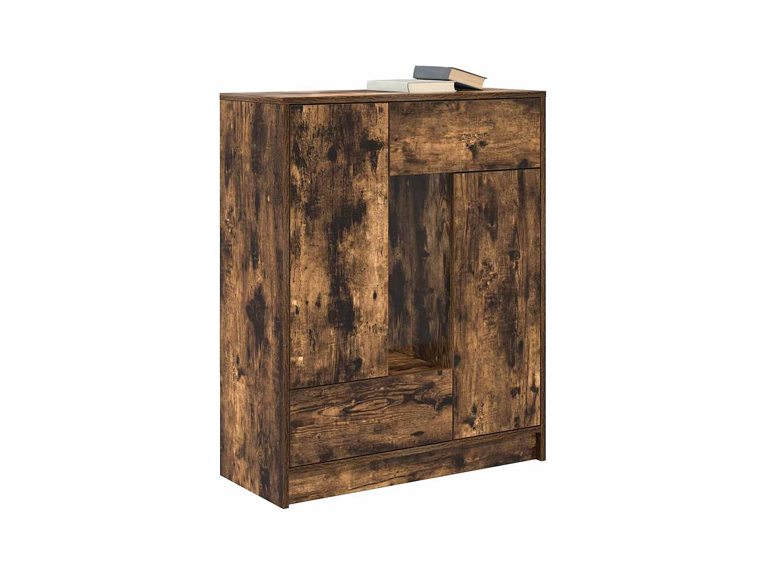 Buffet avec tiroirs et portes chêne fumé 73x31x90 cm