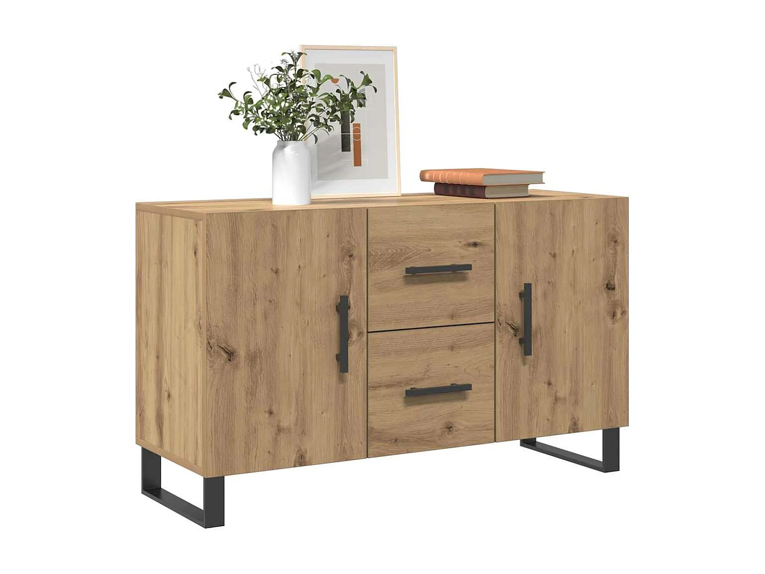 Buffet chêne artisanal 100x36x60 cm bois d'ingénierie