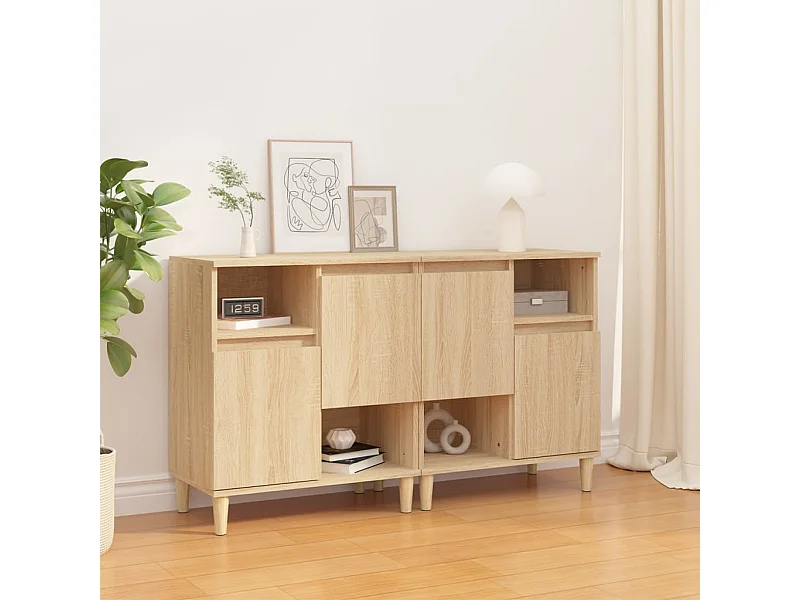 Dressoirs 2 stuks Sonoma eiken 60x35x70 cm bewerkt hout