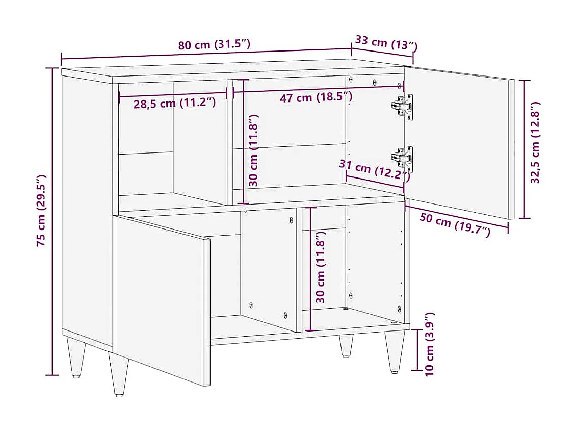 Buffet Blanc 33,5 x 80 x 75 cm