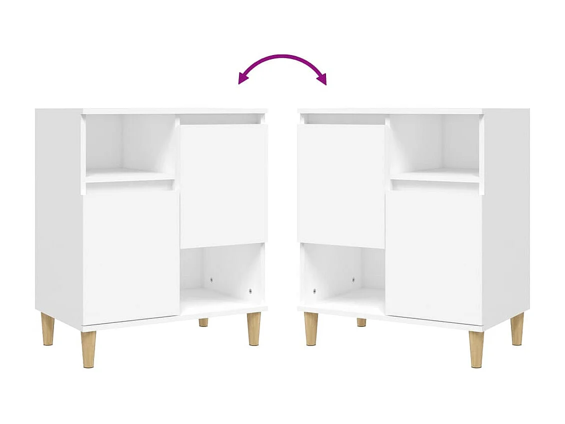 Credenze 2 pezzi bianche 60x35x70 cm in legno ingegnerizzato