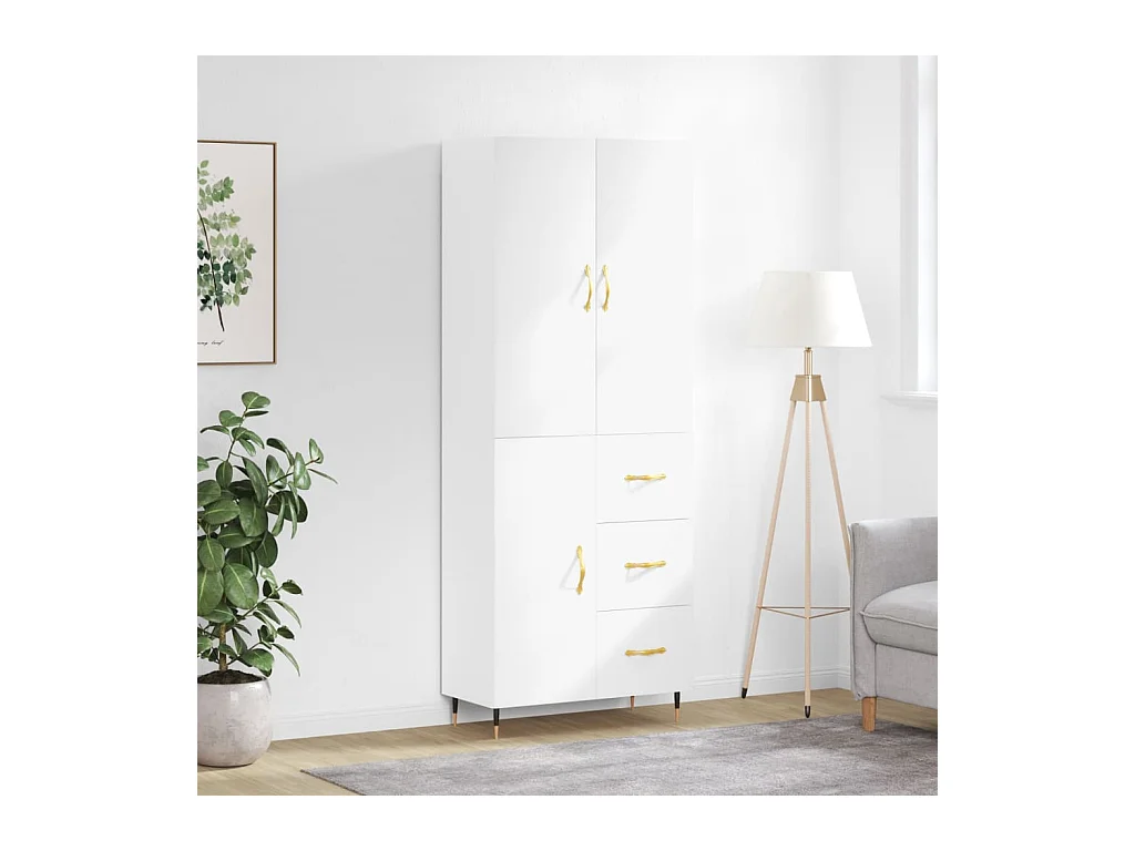 Buffet haut Blanc 69,5x34x180 cm Bois d'ingénierie