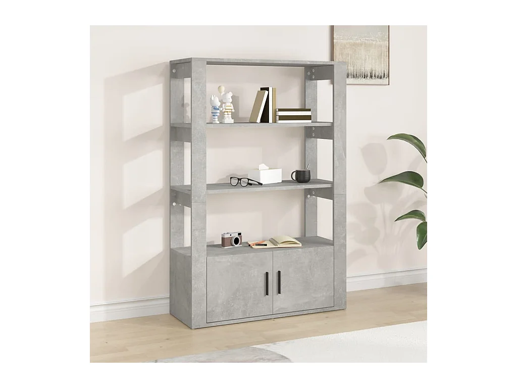 Credenza grigio cemento 80x30x119,5 cm in legno ingegnerizzato