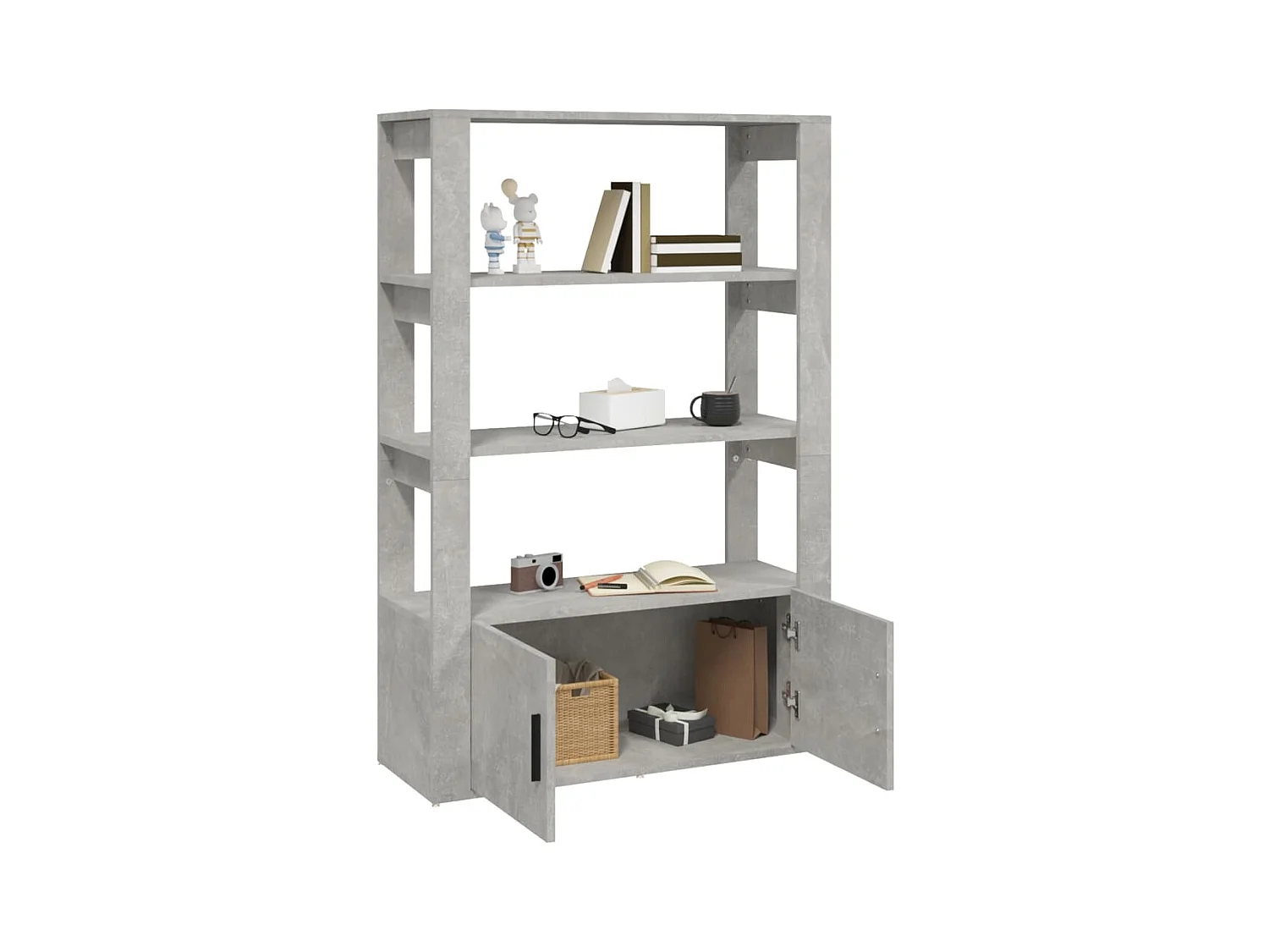 Betongrijs dressoir 80x30x119,5 cm bewerkt hout