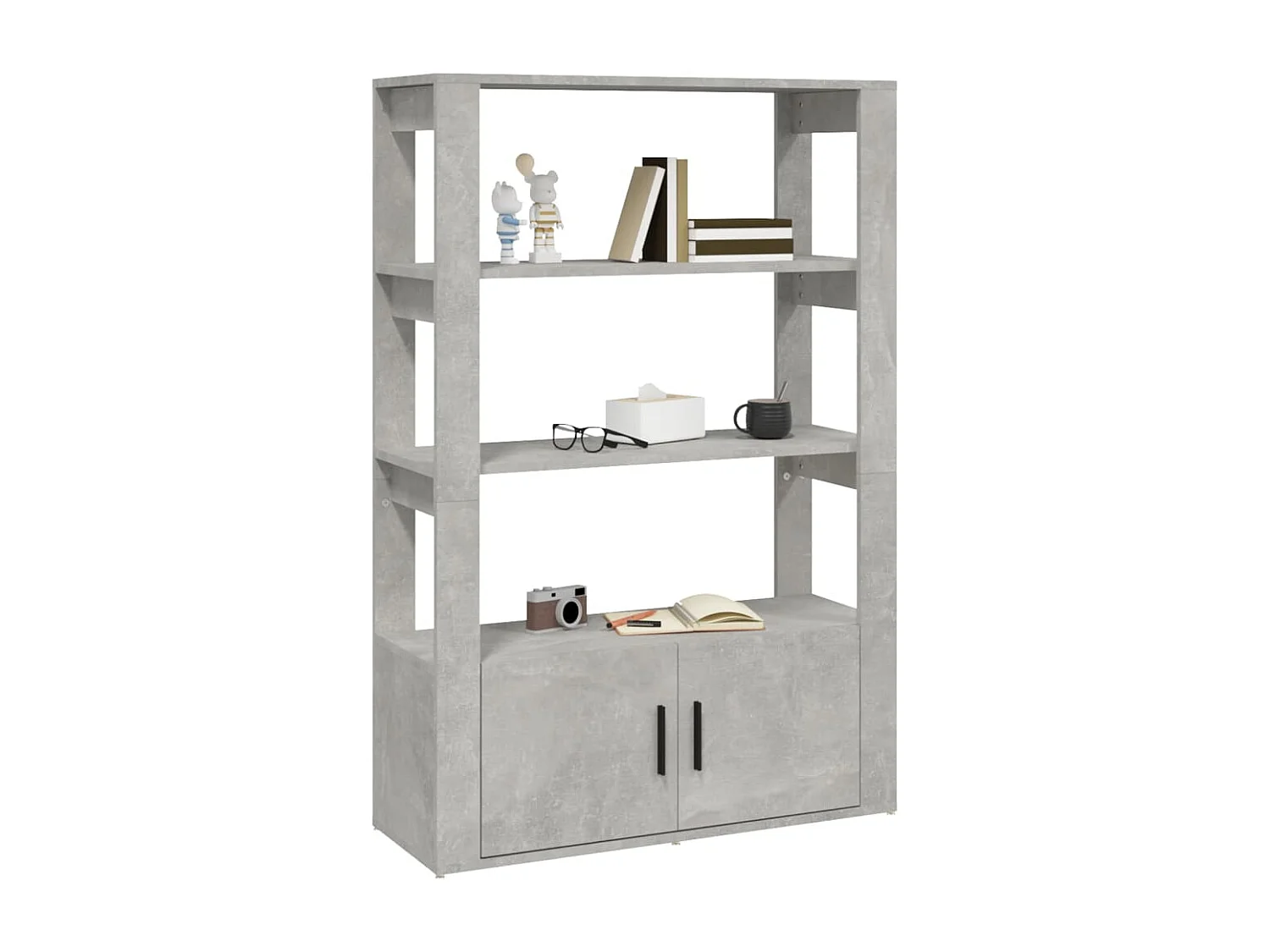 Buffet Gris béton 80x30x119,5 cm Bois d'ingénierie