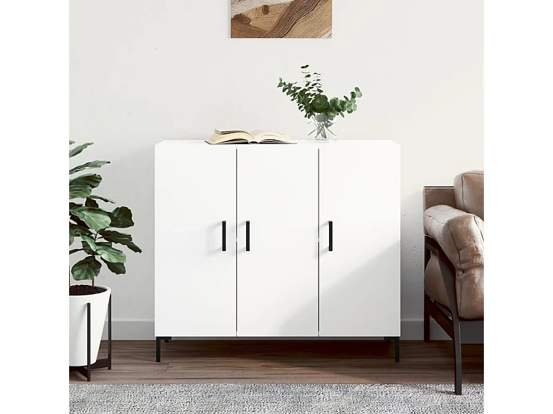 Buffet blanc 90x34x80 cm bois d'ingénierie