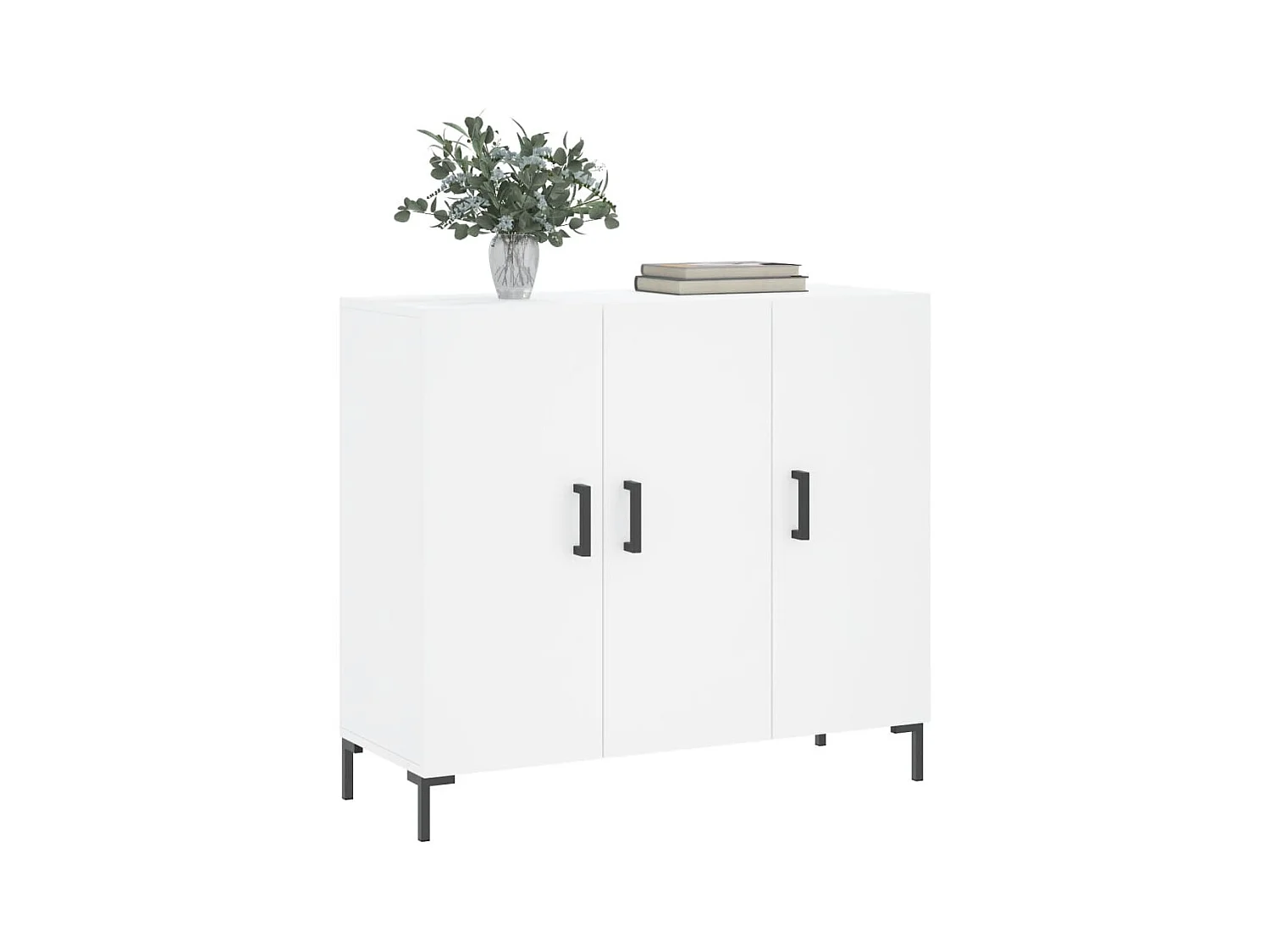 Credenza bianca 90x34x80 cm in legno ingegnerizzato