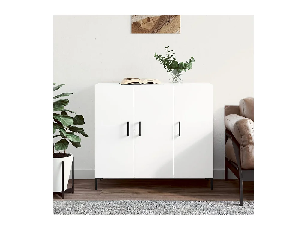 Buffet blanc 90x34x80 cm bois d'ingénierie