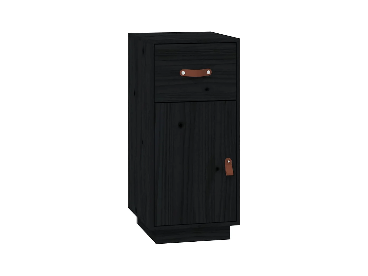 Buffet Noir 34x40x75 cm Bois massif de pin