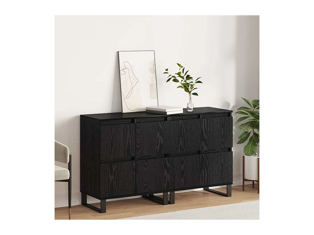 Buffets 2 pcs Chêne noir 120 x 35 x 70 cm Bois d'ingénierie