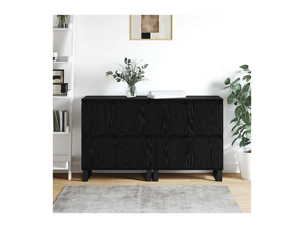 Buffets 2 pcs Chêne noir 120 x 35 x 70 cm Bois d'ingénierie