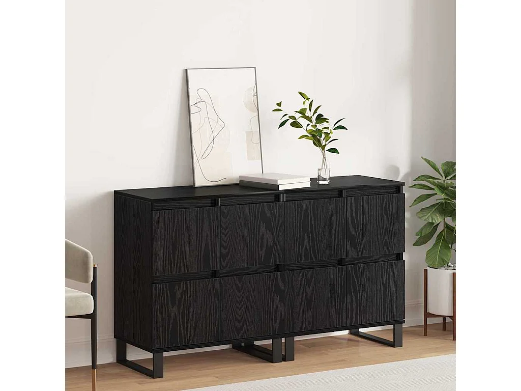 Buffets 2 pcs Chêne noir 120 x 35 x 70 cm Bois d'ingénierie