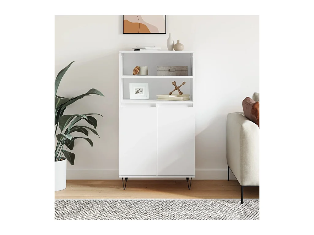 Buffet haut Blanc 60x36x110 cm Bois d'ingénierie