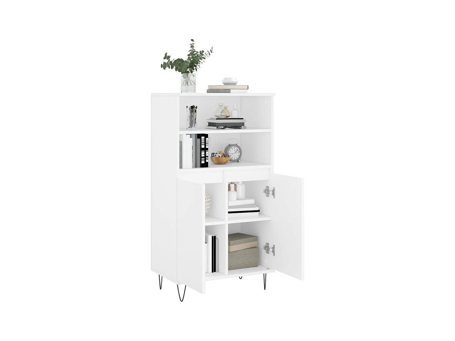 Buffet haut Blanc 60x36x110 cm Bois d'ingénierie