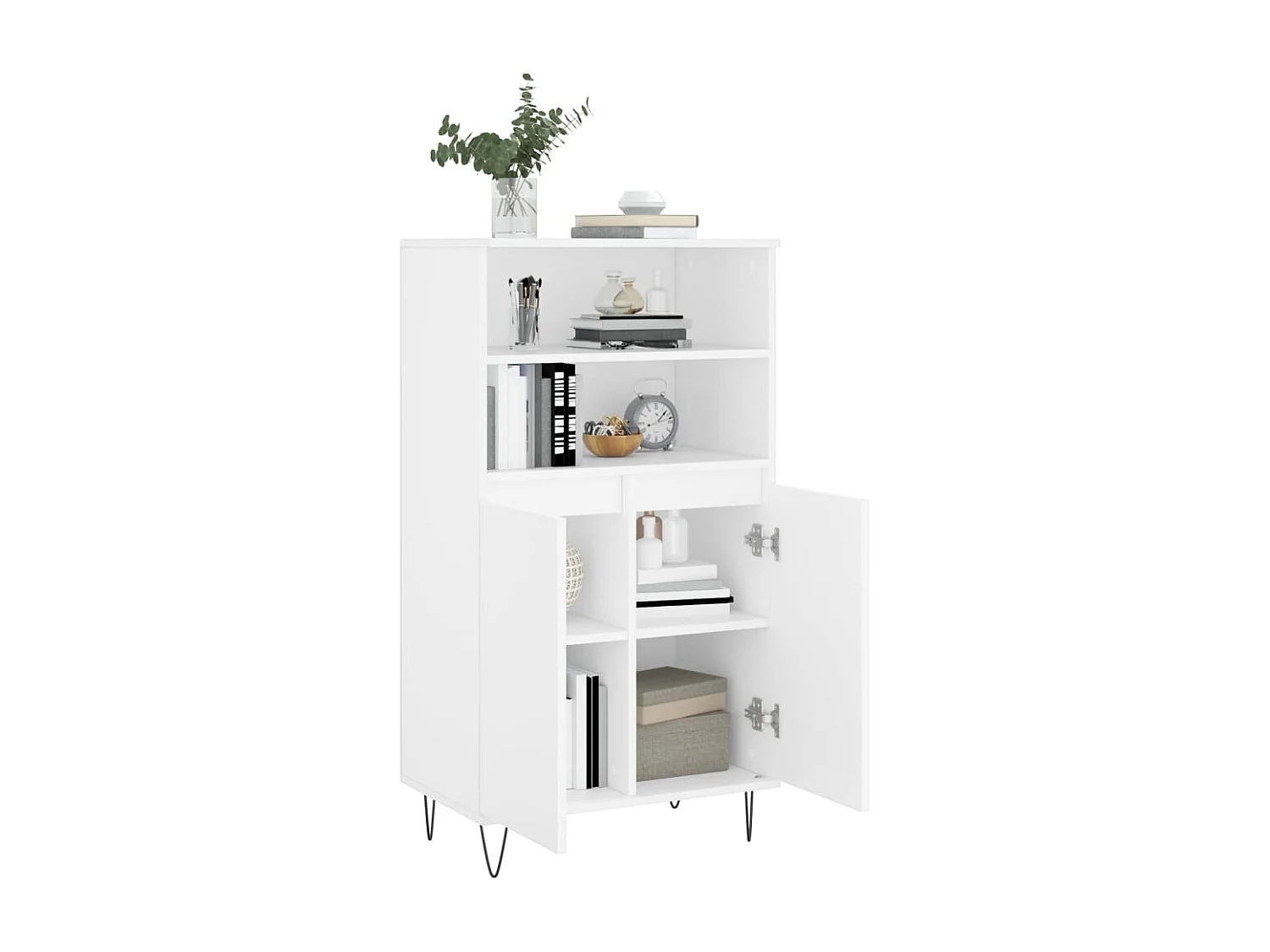 Buffet haut Blanc 60x36x110 cm Bois d'ingénierie