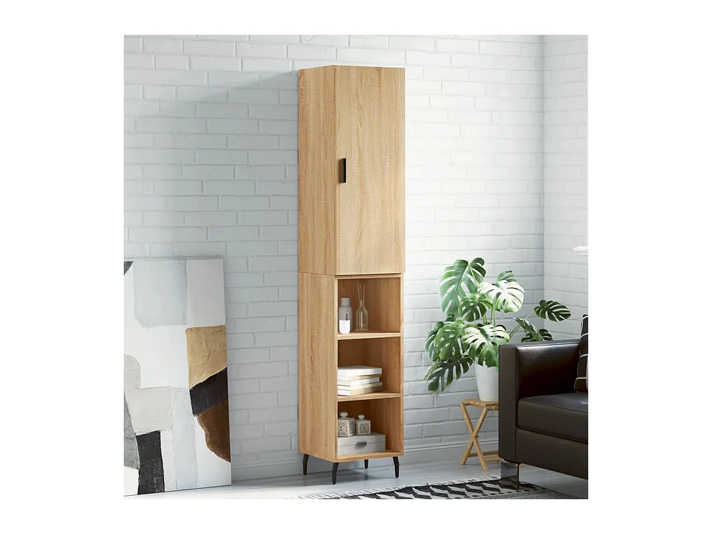 Aparador alto roble Sonoma 34,5x34x180 cm Madera de ingeniería