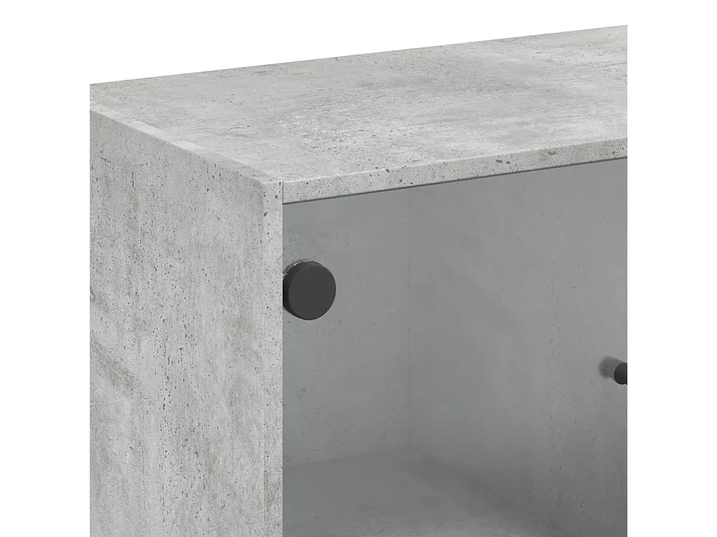 Armoire latérale avec portes en verre gris béton 68x37x75,5 cm