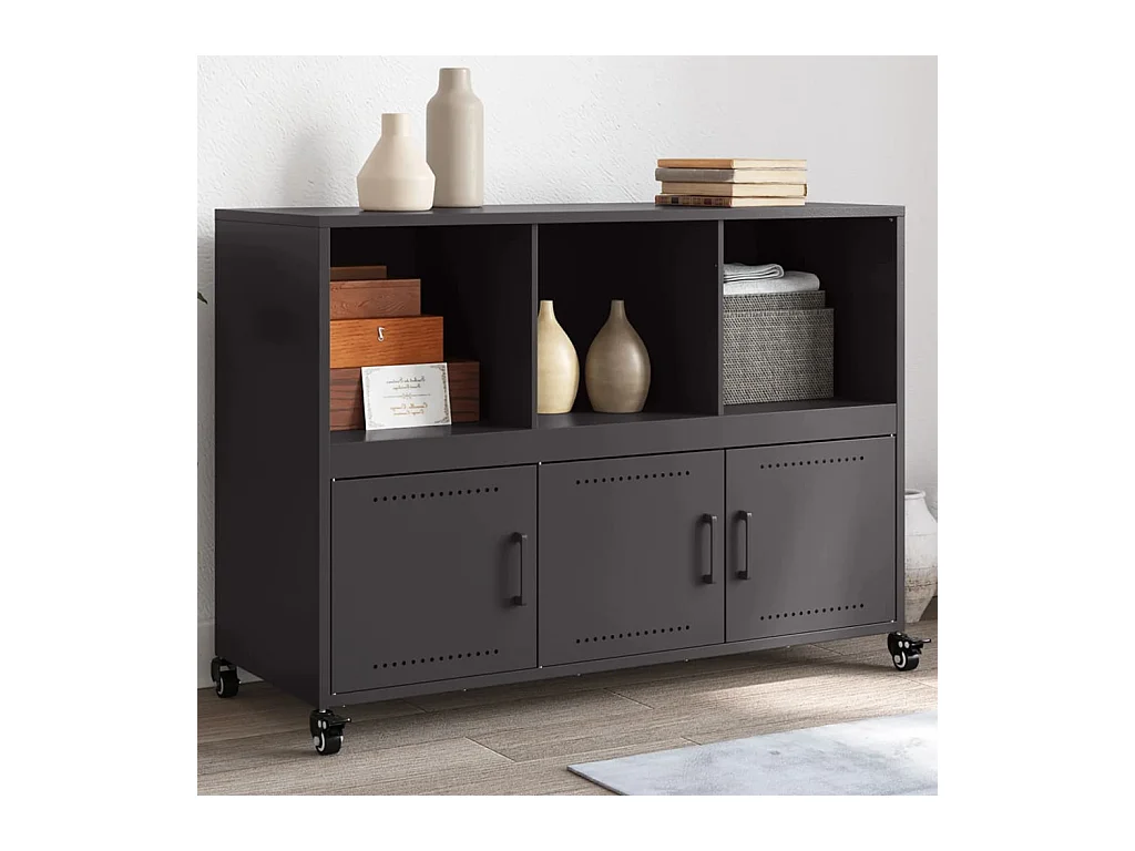 Buffet noir 100,5x39x72 cm acier