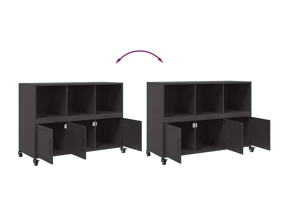 Buffet noir 100,5x39x72 cm acier