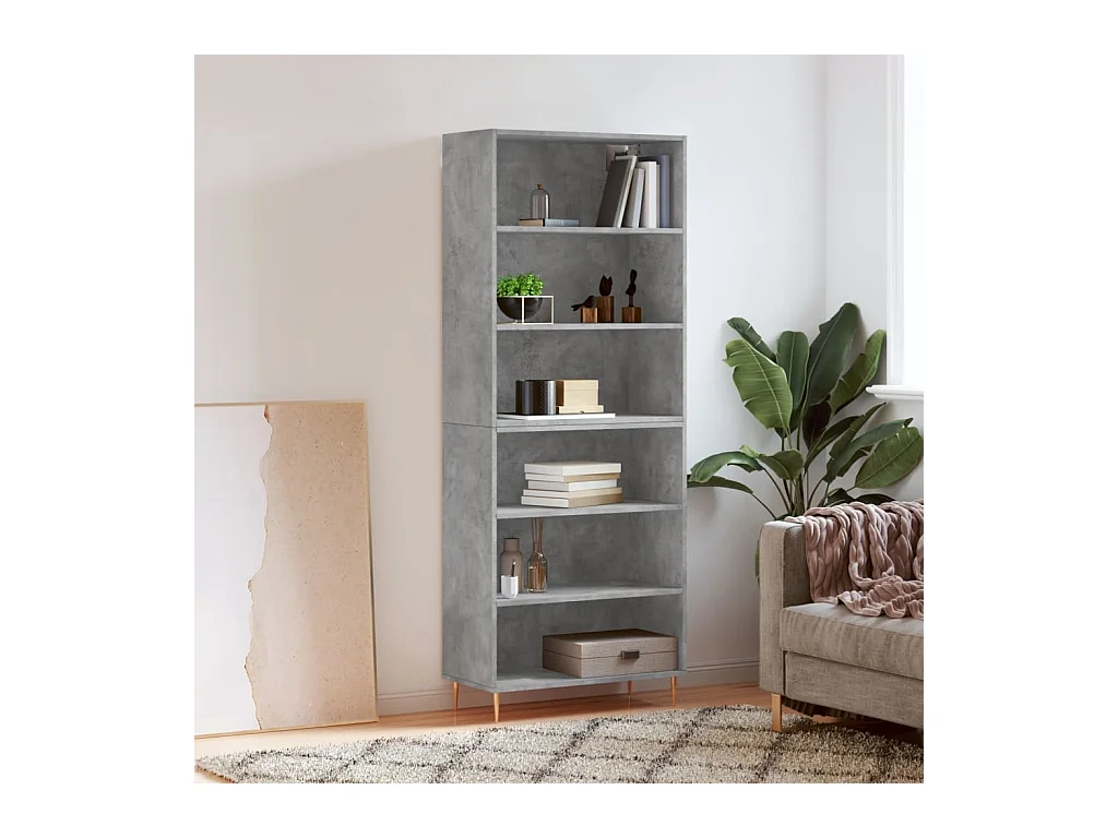 Buffet gris béton 69,5x32,5x180 cm bois d'ingénierie