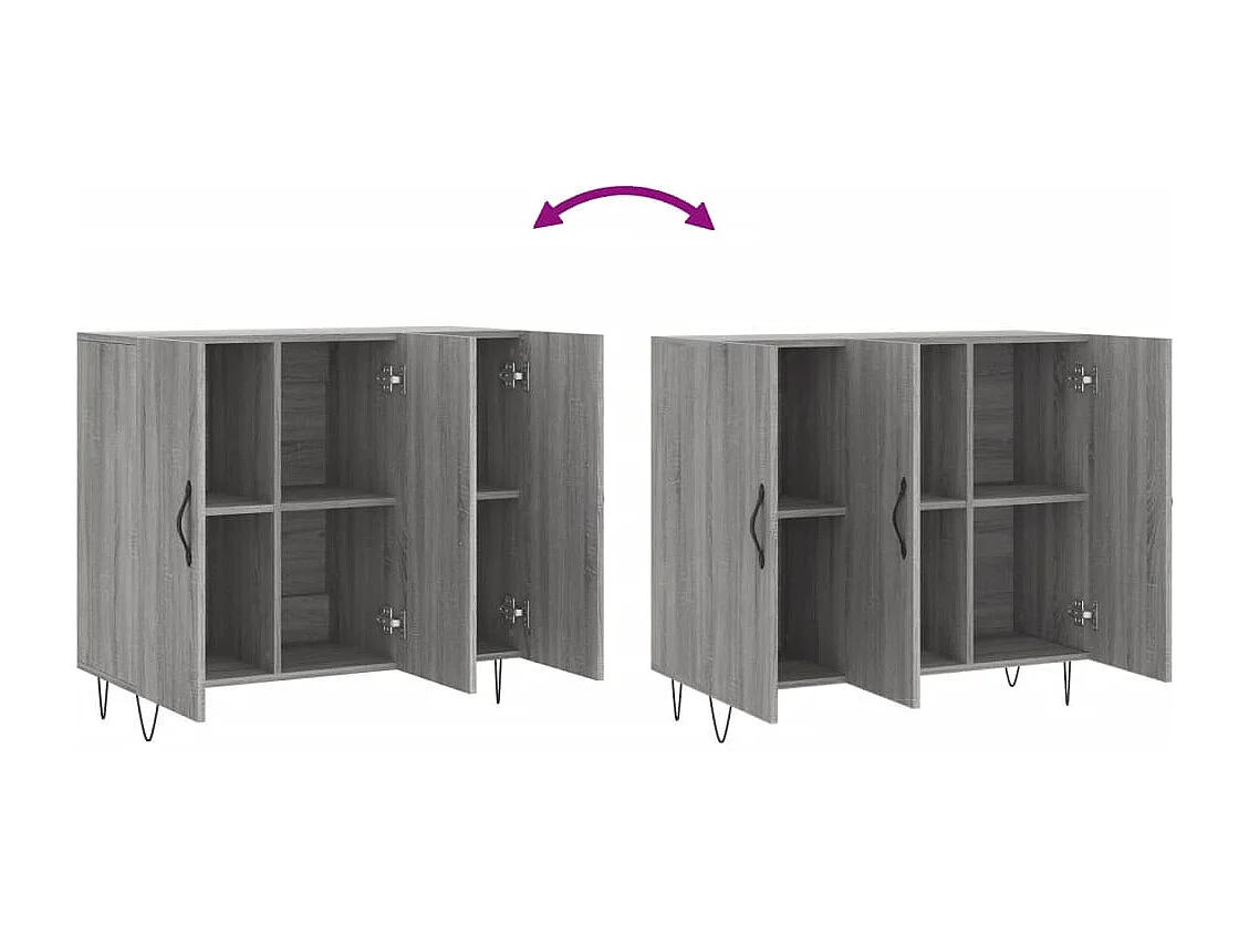 Credenza Sonoma grigia 90x34x80 cm in legno ingegnerizzato