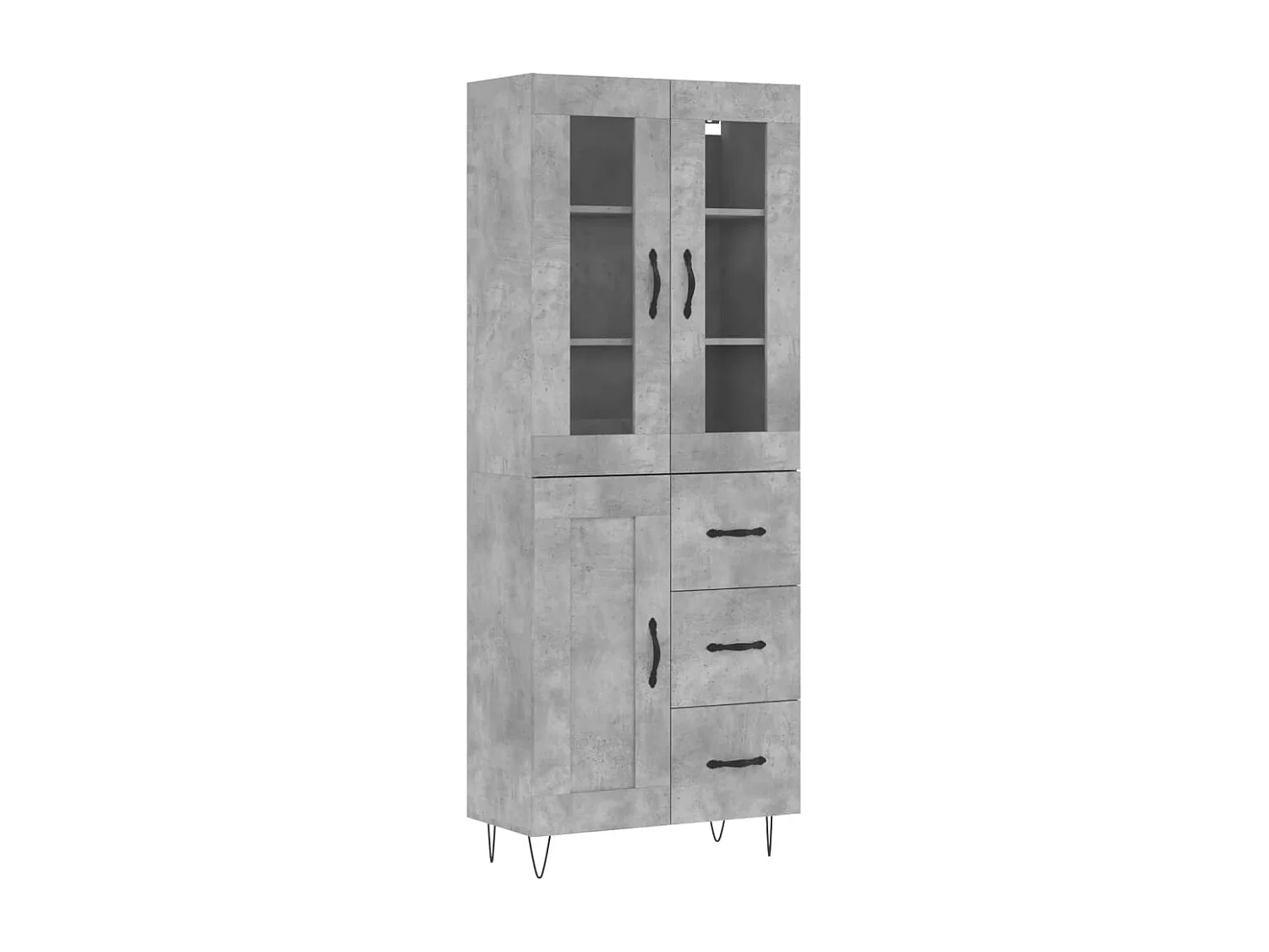 Buffet haut Gris béton 69,5x34x180 cm Bois d'ingénierie