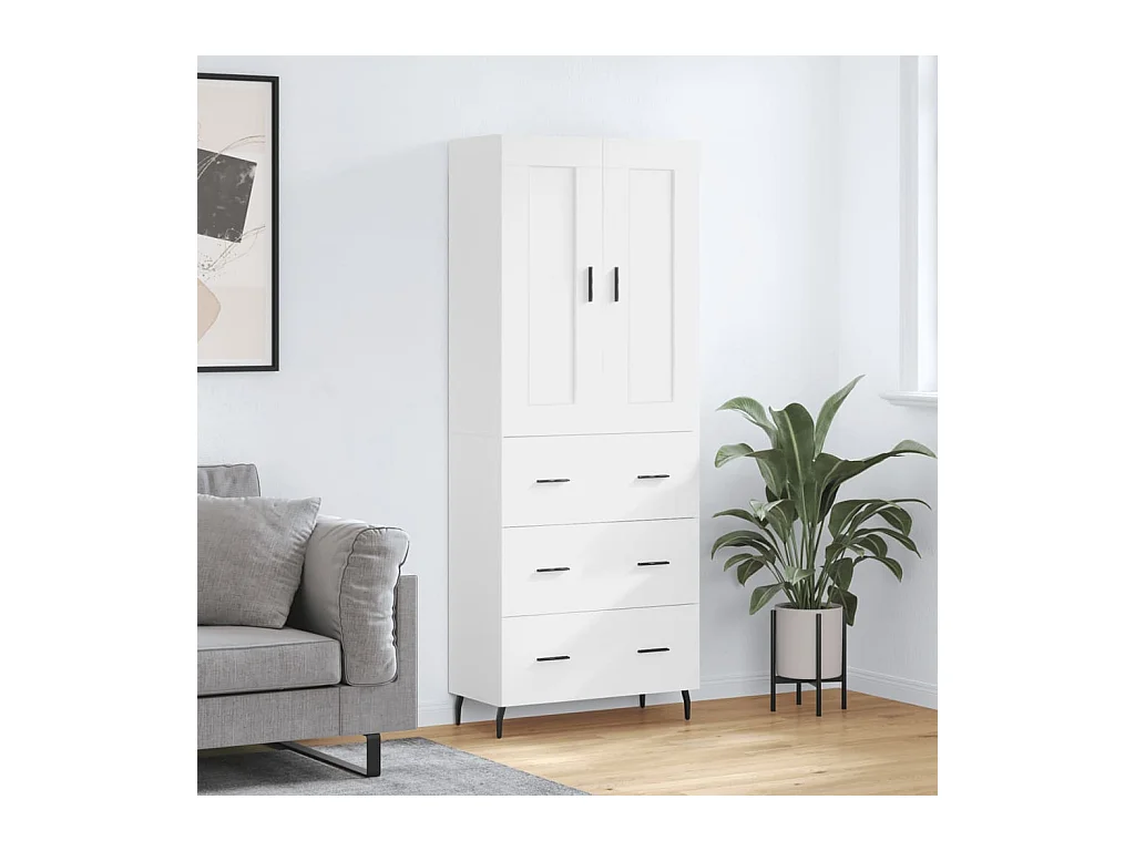 Buffet haut Blanc 69,5x34x180 cm Bois d'ingénierie