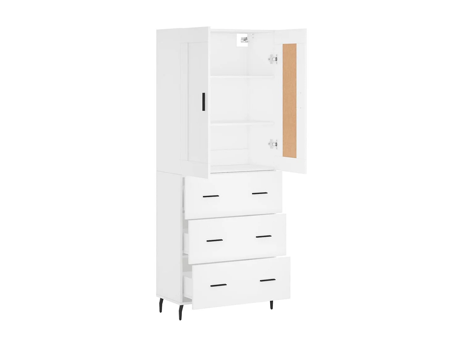 Buffet haut Blanc 69,5x34x180 cm Bois d'ingénierie