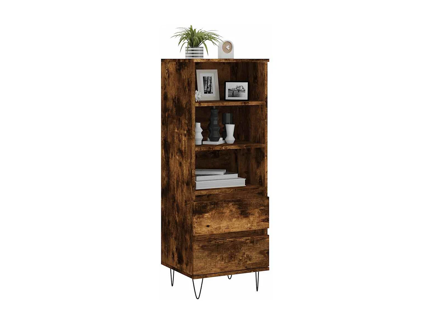 Buffet haut Chêne fumé 40x36x110 cm Bois d'ingénierie