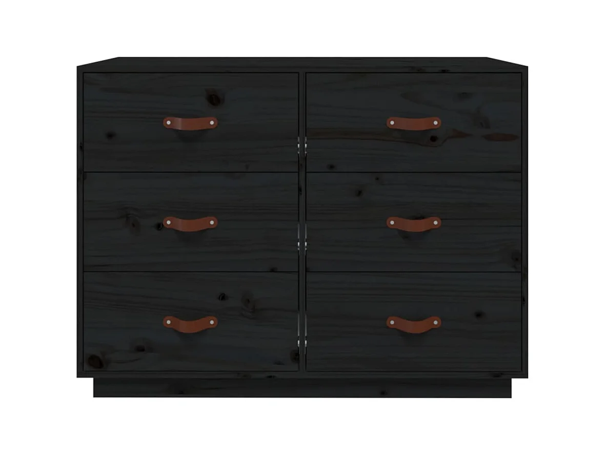 Buffet Noir 100x40x75 cm Bois massif de pin
