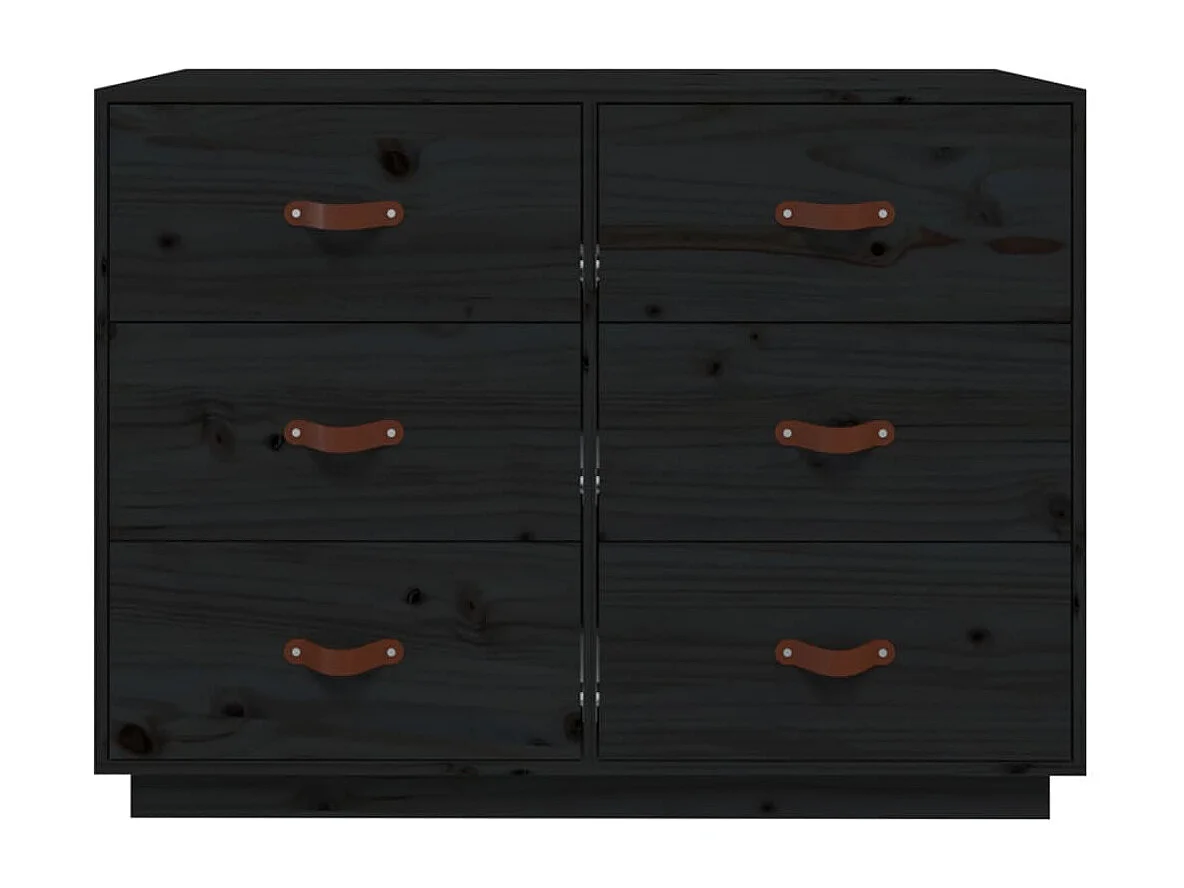 Buffet Noir 100x40x75 cm Bois massif de pin