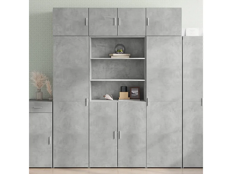 Betongrijs hoog dressoir 80x42,5x185 cm bewerkt hout