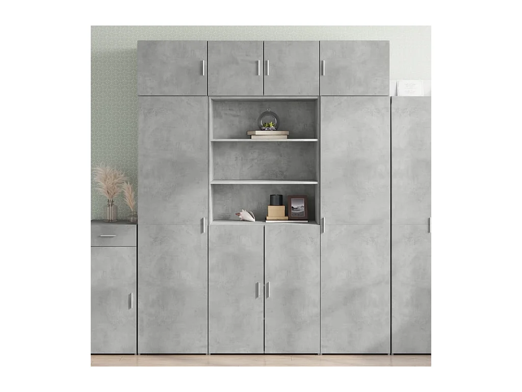 Buffet haut gris béton 80x42,5x185 cm bois d'ingénierie