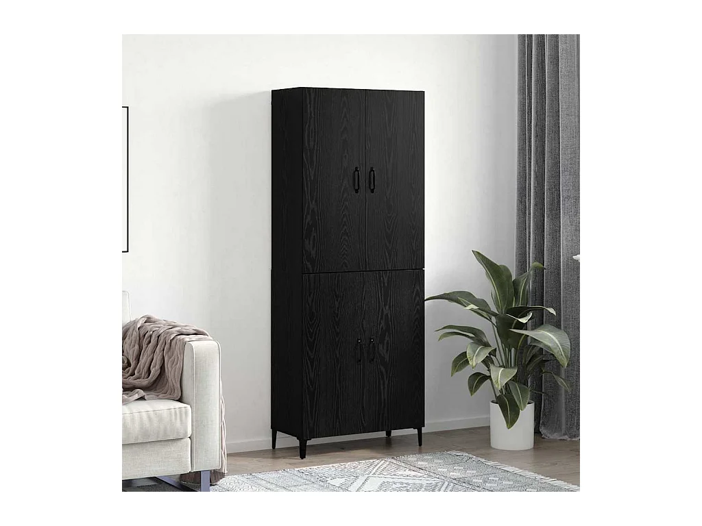 Mobile alto 2 pezzi Rovere nero 69,5 x 34 x 180 cm