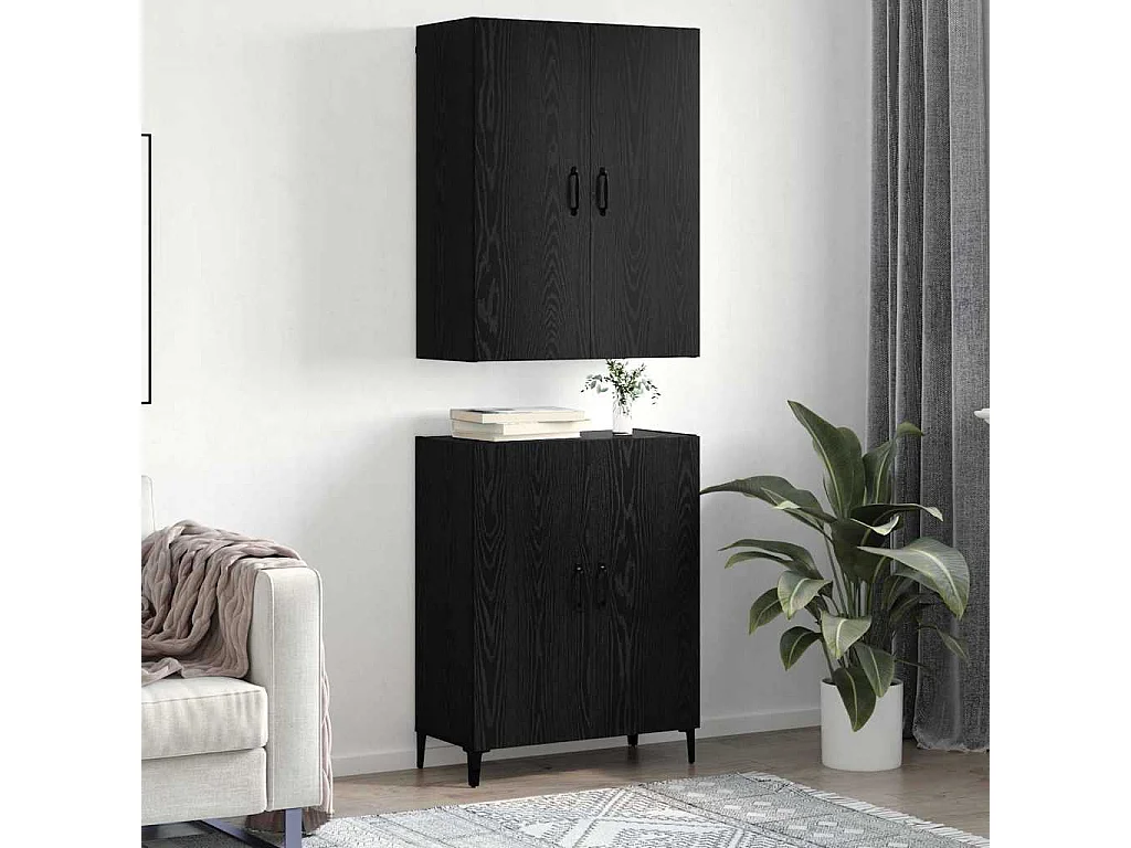 Armario alto 2 piezas Roble Negro 69,5 x 34 x 180 cm