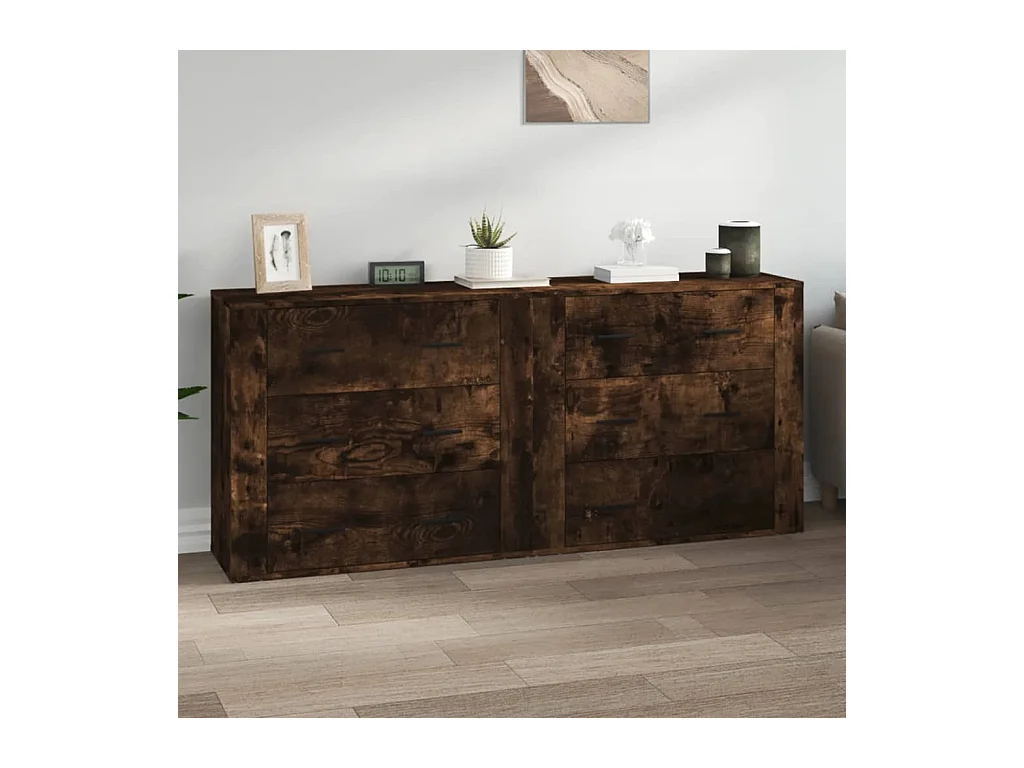 Buffets 2 pcs chêne fumé bois d'ingénierie