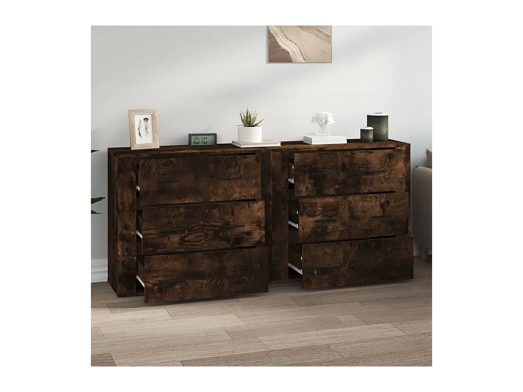 Buffets 2 pcs chêne fumé bois d'ingénierie
