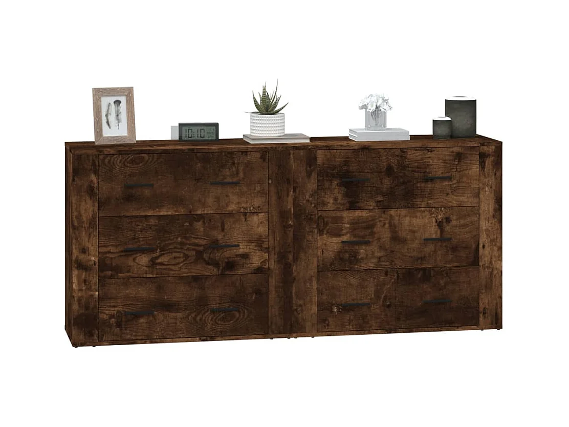 Buffets 2 pcs chêne fumé bois d'ingénierie