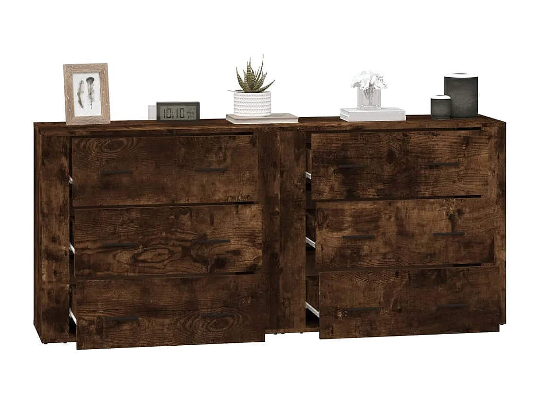 Buffets 2 pcs chêne fumé bois d'ingénierie